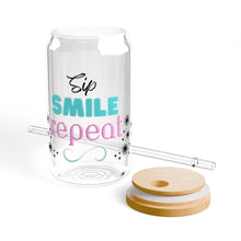 Load image into Gallery viewer, Sip, Smile, Repeat Sipper Glass, 16oz
