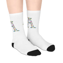 Load image into Gallery viewer, Letter A Design Mid-length Socks - &#39;A is for always being my friend&#39;
