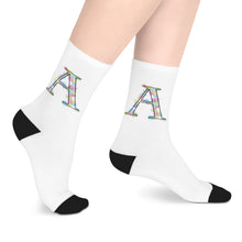 Load image into Gallery viewer, Letter A Design Mid-length Socks - &#39;A is for always being my friend&#39;
