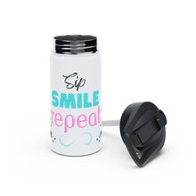 Load image into Gallery viewer, Sip, Smile, Repeat Stainless Steel Water Bottle, Standard Lid
