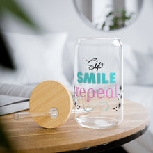 Load image into Gallery viewer, Sip, Smile, Repeat Sipper Glass, 16oz
