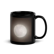 Load image into Gallery viewer, Black Glossy Mug with The Moon Design
