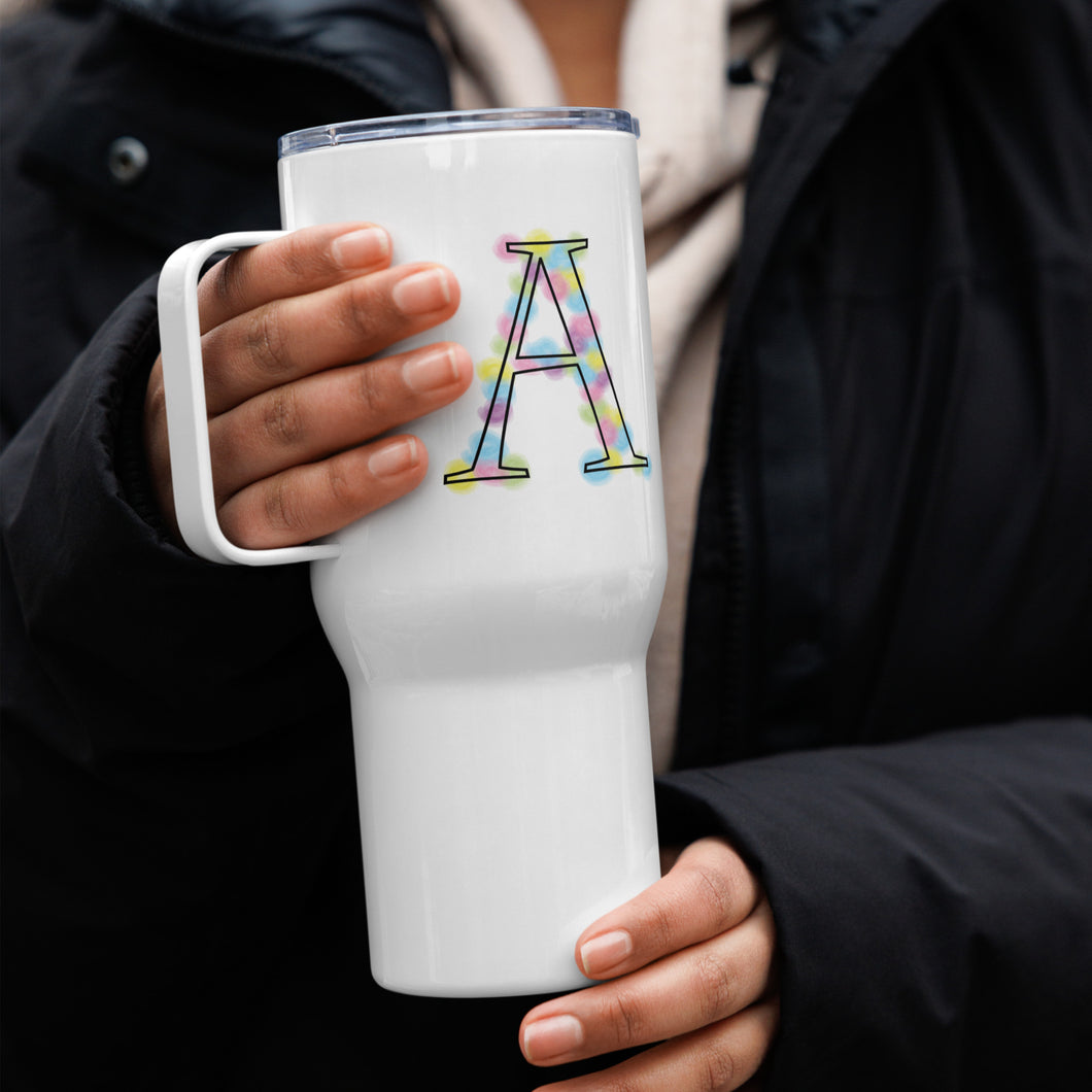 Personalised Colourful Travel mug with a handle